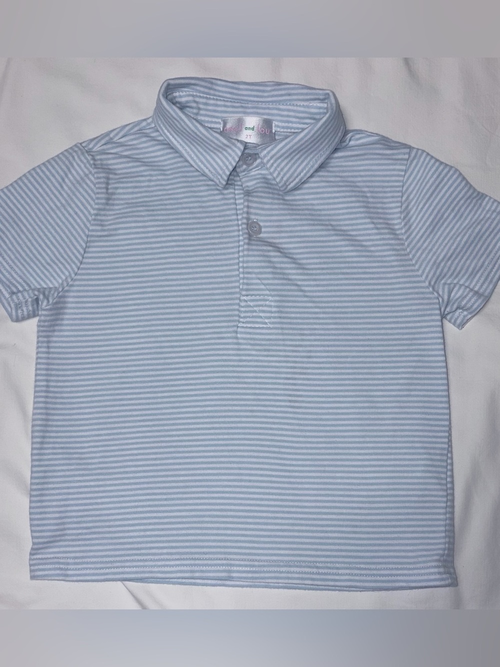 Cecil and Lou blue striped polo shirt sz 2T EUC smoke free home